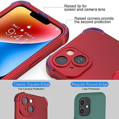 ORETECH for iPhone 14 Case, with [2 x Screen Protectors] [15 Ft Military Grade Drop Test] [Camera Protection] 360° Shockproof Slim Thin Phone Case for iPhone 14 Cover 6.1" - Red - Image 3