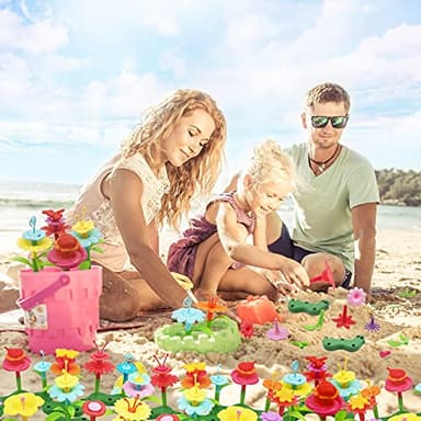 IQKidz 3-6 Years Old Toddler Toys - Flower Garden Building Toy with Insect Pegs, Educational Activity Gifts for Girls Preschool-Kindergarten, 153Pcs STEM Stacking Pretend Play Set - Image 6