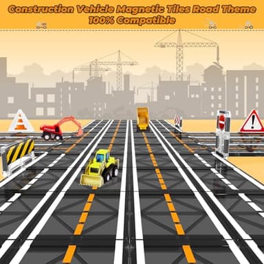 Magnetic Tiles, Magnetic Blocks Engineering Construction Vehicle Road Set, Toddler Toys for 3 4 5 Year Old Boys Girls Montessori Preschool Classroom Must Haves STEM Educational Kids Toys Birthday Gift - Image 4