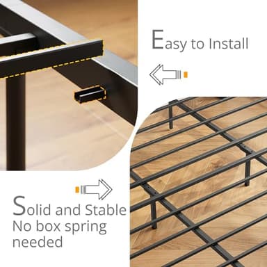 LIKIMIO King Bed Frame with 4 Storage Drawers, Platform Bed with Charged Headboard, Sturdy and Stable, No Noise, No Box Spring Needed, Easy to Install, Vintage Brown and Gray - Image 5