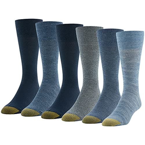 GOLDTOE Men's Cambridge Crew Socks, 6-Pairs, Chambray Assorted, Large - Image 1