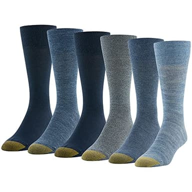 GOLDTOE Men's Cambridge Crew Socks, 6-Pairs, Chambray Assorted, Large - Image 1