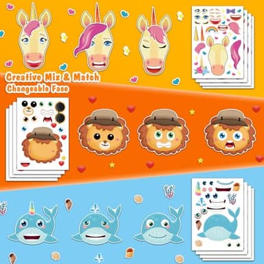 Aowplc 48 Sheets Make-a-Face Animal Stickers Mix and Match for Kids Party Favors Supplies Activities Crafts - Image 6