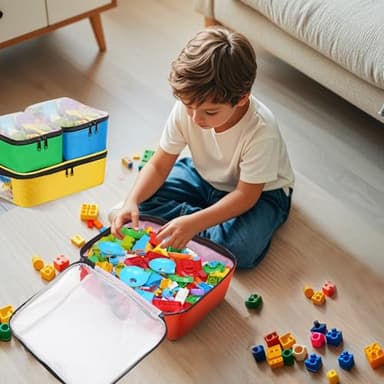 AuntyFey 5 Pack Toy Storage Bags, 2 In 1 Storage Organizers With Play Mat, Portable Carrying Case For Major Brand Bricks, Toy Organization System Easy Organizer Storage Box, Storage Bins Container - Image 7