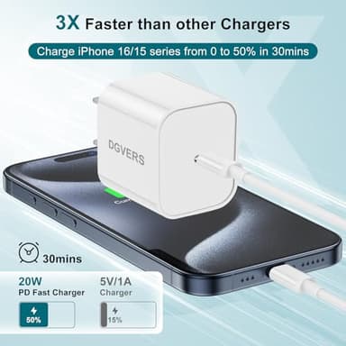 DGVERS Fast Charger for iPhone 17 16 15 Charger Fast Charging 3Pack, 3+6+10ft USBC to USBC Cable Cord &20W Type C Block for iPhone 17/17 Air/17 Pro Max/17 Pro/16 15 Pro Max/Pro/Plus,iPad Pro/Air/Mini - Image 2