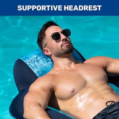 Aqua Luxury Water Lounge, X-Large, Inflatable Pool Float with Headrest, Backrest & Footrest, Navy/Light Blue - Image 4