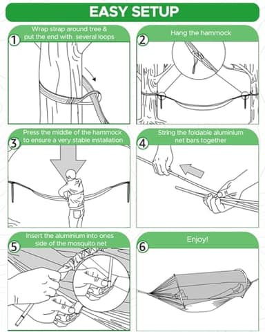 Sunyear Camping Hammock with Net - Double&Single Hammock with House-Like Net- Easy Setup & Pack, Lightweight & Portable, Perfect for Hiking, Backpacking, Outdoor Sleeping - Image 7