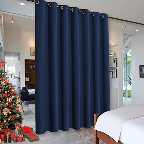 RYB HOME Room Partition Curtains Privacy Blackout Drapes Energy Efficient Odor Reducing Sounproof Screen for Backdrop Dorm Studio Office, Wide 150 inches x Long 96 inches, Navy Blue, 1 Panel - Image 1