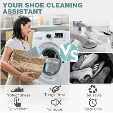 Shoe Washing Machine Bag,Laundry Shoe Bag for Washer and Dryer,Reusable Shoe Cleaning Bag for Sneakers,Tennis Shoes,With Self-locking Zipper, Microfiber Inside,Include Shoes Storage Bag (Grey(1PC)) - Image 5