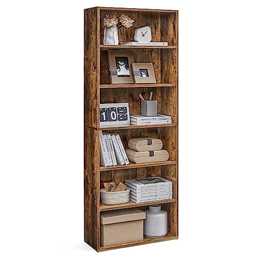 VASAGLE CUSTOS Collection - Bookshelf, 6-Tier Bookcase, Book Shelf, Open Storage Shelf, 9.4 x 23.6 x 63.3 Inches, for Living Room, Home Office, Dinning Room, Rustic Brown ULBC166X01 - Image 1