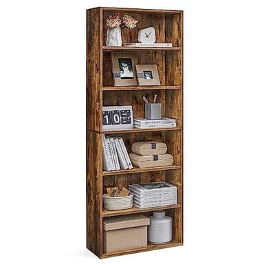 VASAGLE CUSTOS Collection - Bookshelf, 6-Tier Bookcase, Book Shelf, Open Storage Shelf, 9.4 x 23.6 x 63.3 Inches, for Living Room, Home Office, Dinning Room, Rustic Brown ULBC166X01 - Image 1