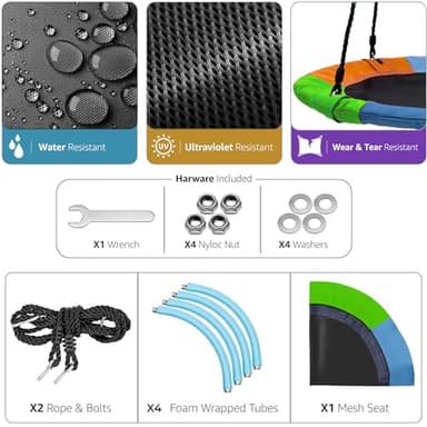 Sorbus 24" Saucer Tree Swing for Kids- 220lbs Outdoor Swing Fun- Tree Glider Therapy Swing-Durable Multi-Strand Adjustable Ropes Swing Seat- Trampoline Net Swing for Indoor/Outdoor, Accessory Included - Image 5