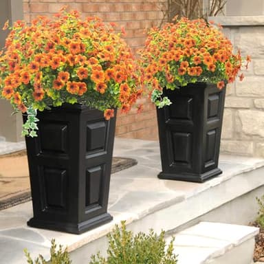 Grunyia 10 Bundles Artificial Fall Flowers Outdoor UV Resistant Fake Flowers(Orange) - Image 2