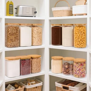 ComSaf 1.2 Gallon Wide Mouth Flour Sugar Storage Containers 2 Pcs, 4.6 Qt Glass Storage Containers with Lids, Large Pantry Glass Jar with Lid, Big Jars for Rice, Flour, Sugar, Cereal, Cookie, Coffee - Image 5