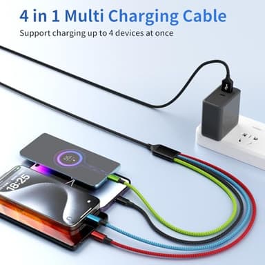 Firsting Travel Essentials Multi Charging Cable [2Pack 5FT], Nylon 4 in 1 Charging Cords, USB Cable Phone Charger with IP/Type C/Type C/Micro Port, Compatible with Most Cell Phones/Tablets and More - Image 9