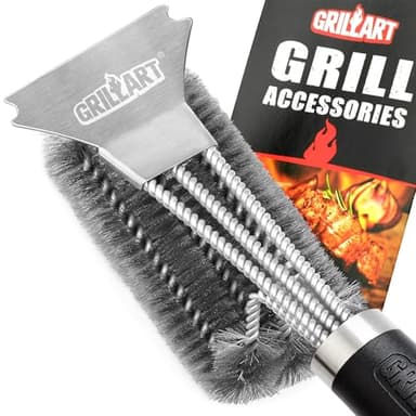 GRILLART Grill Brush and Scraper BBQ Brush for Grill, Safe 18" Stainless Steel Woven Wire 3 in 1 Bristles Grill Cleaning Brush, BR-4516 - Image 1