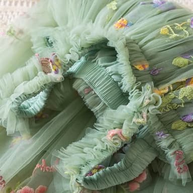 Nileafes Baby Girl Casual Tutu Dress Strap Tulle Flower Butterflies Embroidery Princess Dresses Size 80 (6-12 Months, 107-Green) - Image 4