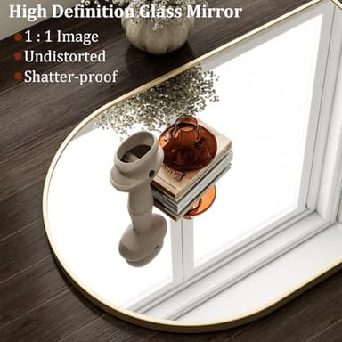 HARRITPURE 20"x30" Arched Bathroom Mirror - Wall Mounted Mirror - Gold Arch Mirror - Aluminum Alloy Frame Bathroom Mirror Living Room, Bedroom and Entryway - Image 3