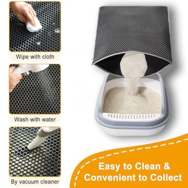 Cat Litter Mat Litter Trapping Mat, 25''x16'' Cat Litterbox Mat for Floor, 2 Layer Honeycomb Pet Litterbox Matt Catcher Rug, Waterproof Urine Proof, Non-Slip, Soft, Clean Easily, Small - Image 3