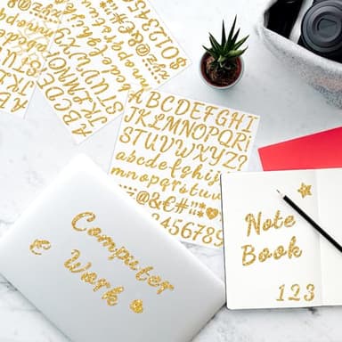 664 PCS Gold Letter Stickers Glitter 8 Sheets Alphabet Number Stickers 1 Inch Vinyl Self Adhesive Stick on Letters for Graduation Cap Scrapbooking Water Bottles Cup Mailbox DIY Crafts Classroom Decor - Image 8