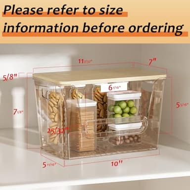 Delamu 2 Set Pantry Organizers and Storage, Trash Bag Holder Under Sink Organizer for 4-13 Gal Bags, Trash Bag Dispenser with Bamboo Top for Onion, Potato, Garlic, Clear (11-7/32"L*7" W*7-1/8"H) - Image 3