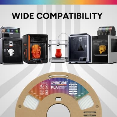 OVERTURE PLA Filament 1.75mm PLA 3D Printer Filament, 1kg Cardboard Spool (2.2lbs), Dimensional Accuracy +/- 0.02mm, Fit Most FDM Printer (White 1-Pack) - Image 5