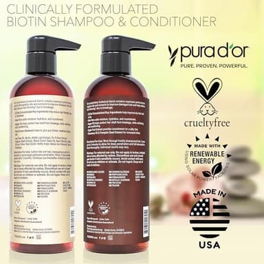 PURA D'OR Clinically Formulated Biotin Shampoo & Conditioner For Hair Thinning - 2X Concentrated Proprietary Herbal Blend Thickening Products For Women & Men, Sulfate Free, 16oz x2 - Image 7