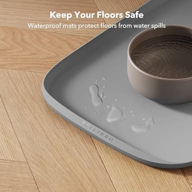 PETLIBRO Dog Food Mat, Safety Silicone Cat Food Mat for Feeder & Fountain, Waterproof Dog Bowl Mat, Raised Edge Spill Protection Floor, Cove Feeding Mat for AF005, AF103 Single Tray, 17.7"x12" - Image 4