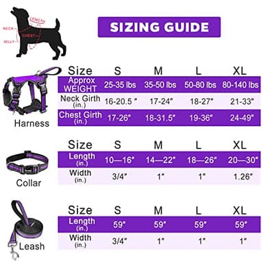 WINSEE Pet Harness Collar and Leash Set, All-in-one Reflective Dog Harness No Pull with Adjustable Buckles for Puppies, Small, Medium, Large, and Extra-Large Dogs (X-Large, Purple) - Image 6