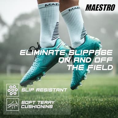 Maestro Soccer Grip Socks for Men and Women with Non-Slip Pads - Anti-Slip Socks Ideal for Football, Basketball, Sports (as1, alpha, m, regular, regular, Black) - Image 4
