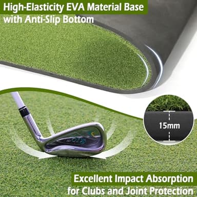 Bearwill Golf Mat 31mm, 5ft x 4ft Golf Hitting Mats for Practice Outdoor Indoor, High-Elasticity Artificial Turf Mat for Garage Simulator Chipping Driving Training - Image 4