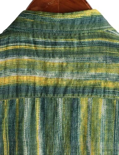 VATPAVE Mens Casual Short Sleeve Button Down Shirts Regular Fit Hawaiian Summer Shirt Medium Green Yellow - Image 6
