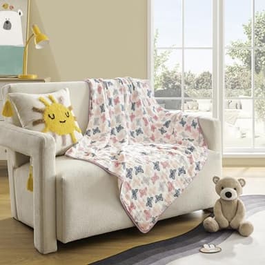 ZPECC Muslin Toddler Blanket Thicker, 47x47 Organic Cotton Kids Quilt Hypoallergenic for Baby Essentials Crib Stroller Daycare Cot, Butterfly - Image 4