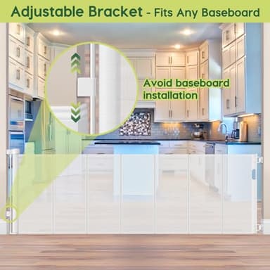 Reinforced 80 Inch Extra Wide Retractable Baby Gate with Support Rods, Indoor/Outdoor Retractable Pet Gates for Wide Openings, 33” Tall Mesh Dog Gate Indoor Extra Long Baby Gates for Decks, White - Image 7