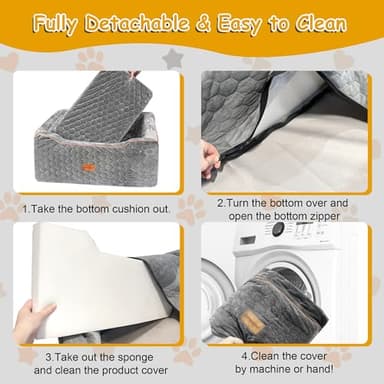 Dog Car Seat for Medium/Large Dog Booster Seat Under 60 lbs or 2 Small Dogs, Multi-Functional Pet Car Seat with Thick Cushion, 2 Safety Leashes (Gray) - Image 6