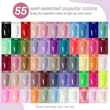 JODSONE Gel Nail Polish Kit 60 PCS with U V Light Soak off Base Top Coat 55 Shine Colors Gel Nail Kit Bright and Dark Brown Wine Red Series Manicure Set for Women and Girls - Image 3