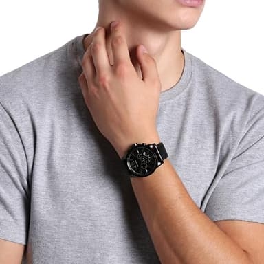 A｜X ARMANI EXCHANGE Men's Chronograph Black Stainless Steel & Black Leather Band Watch (Model: A|X2098) - Image 5