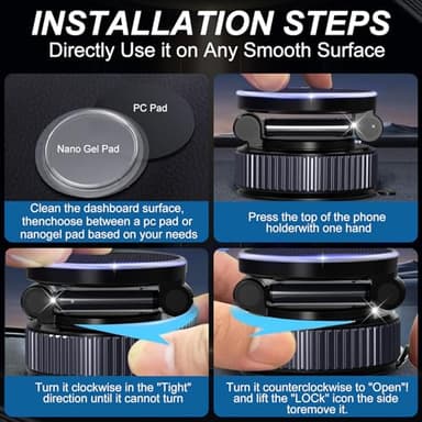 Magnetic Phone Holder for Car - Upgraded 360° Vacuum Magnetic Phone Holder, Foldable Retractable Suction Cup Car Mount for Magsafe for Your Car/Gym/Mirror Mount for iPhone & Android - Image 3