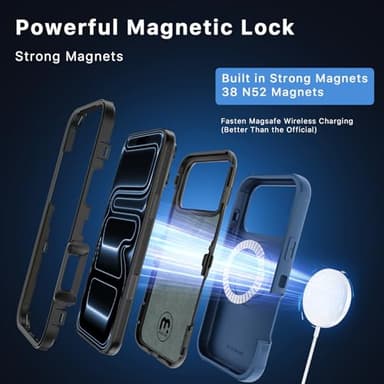 M MYBAT PRO For iPhone 17 Pro Max Case with Belt Clip Holster, Maverick Series 17 Pro Max Case[Compatible with Magsafe]w/Screen Protector,Anti-Drop,with 360°Rotating Kickstand,Heavy Duty Protection - Image 3