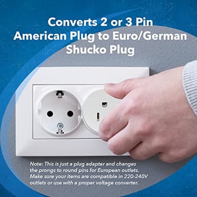 OREI American USA To European Plug Adapter – Type E/F Schuko Plug Adapter - Use in Germany, France, & More - CE Certified – For Mobile, Laptop & Camera Chargers - 6 Pack - Image 8