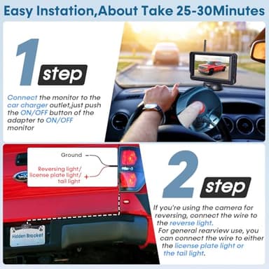 Wireless Backup Camera for Trucks: 5 Inch 1080P HD Display, Backup Camera for Car,Truck, IP69K Waterproof, Night Vision, Dual-Camera Support, DIY Installation, Customizable Parking Lines Befumly H21 - Image 2