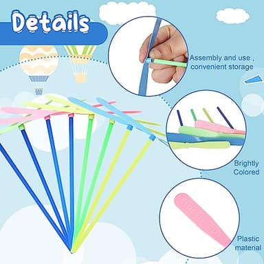 100 Pcs Flying Helicopter Toys Set, 50 Propeller+ 50 Rod,Hand Helicopter, Party Favors Outdoor Toy for Kids Ages 4-8, Gift Summer Outside Yard Activities Birthday Gifts 3 5 6 Year Old Girl Boys - Image 3