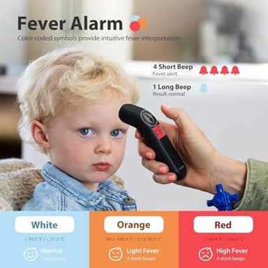 iHealth Touchless Thermometer for Adults and Kids, Color-Coded Alert & Silent Mode, 1-Second Accurate Fever Check, Portable for Home, Travel Use - PT2L Black - Image 3