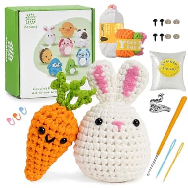 Crochet Kit for Beginners, Amigurumi Crochet Animals Knitting Kit with Crochet Yarn, Easy Crochet Animal Kit for Beginners Crochet Kit for Adults with Step-by-Step Video for Crochet Gifts - Image 1