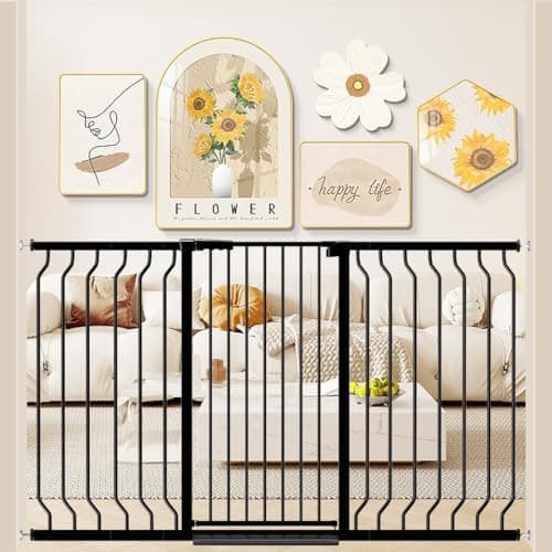 WAOWAO Extra Tall 40.55" Baby Gate 29.92-63.38" Wide Pressure Mounted Walk Through Swing Auto Close Safety Black Metal Toddler Child Dog Pet for Indoor Stairs,Doorways,Kitche - Image 1