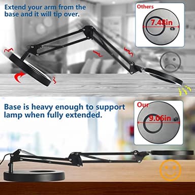 HITTI 10X Magnifying Glass with Light, 1,800 Lumens Stepless Dimmable, 3 Color Modes, 4.2″ Real Glass Lens LED Magnifying Desk Lamp & Clamp, Magnifier Light and Stand for Crafts Welding Close Work - Image 2