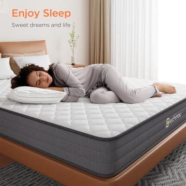 PECHINOU Twin Mattress, 6 Inch, Gel Memory Foam & Spring Hybrid, Plush, White, Breathable & Pressure Relief, Twin Size - Image 5