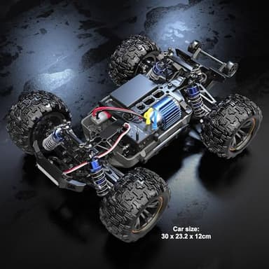 HYPER GO H16DR 1:16 Scale Ready to Run Fast Remote Control Car, High Speed Jump RC Monster Truck, Off Road RC Cars, 4WD All Terrain RTR RC Truck with 2 LiPo Batteries for Boys and Adults - Image 5