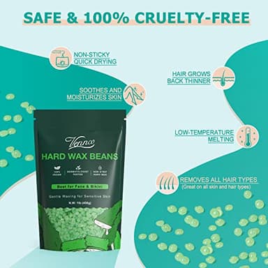 VENNCO Hard Wax Beads, 1lb Wax Beans For Coarse Hair Removal Sensitive Skin With Pure Aloe Vera, For Face Eyebrow Leg Bikini Brazilian Waxing, Perfect For Full Body & All Hair Types At Home - Image 2