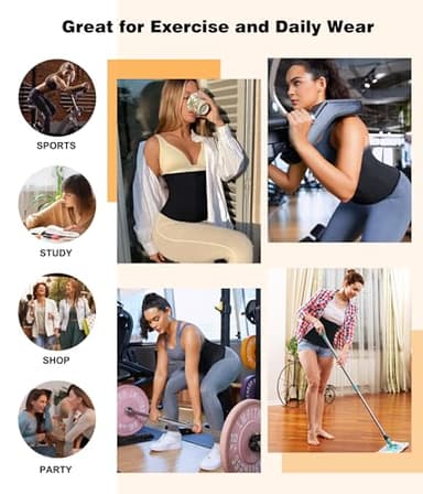 LEINIDINA Womens Waist Trainer Corset with Zipper Sweat Waist Trimmer for Women Workout Belt Corset Shapewear Black - Image 5